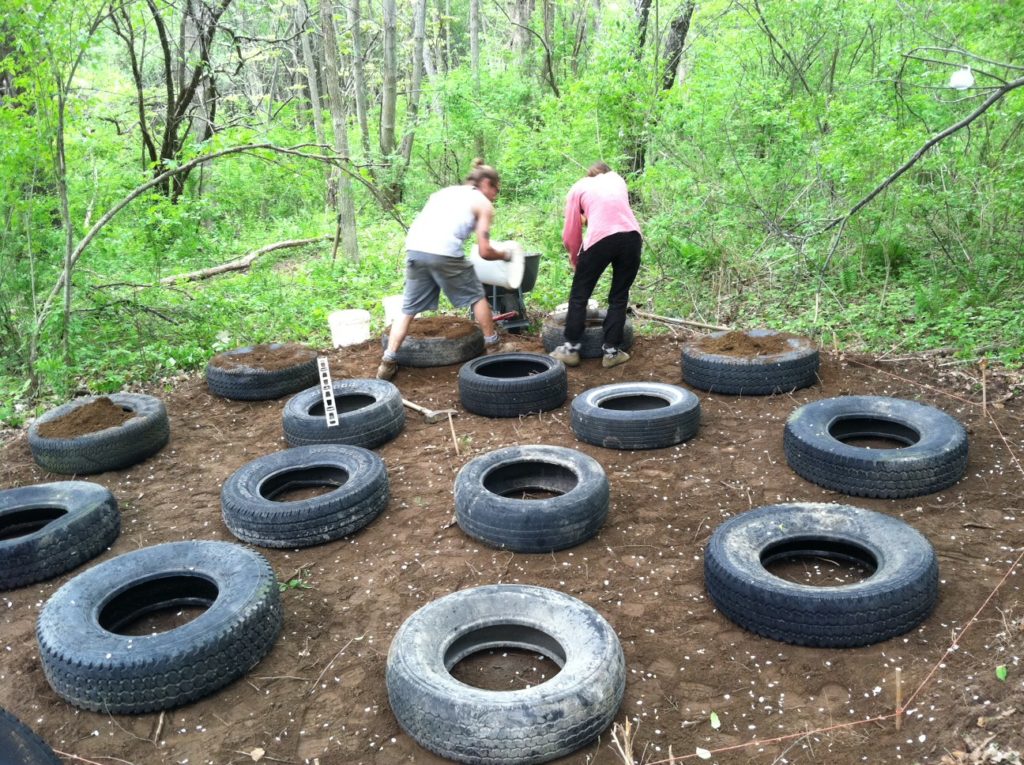 Earthship tire building Growing Heart Farm