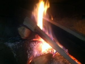 wood stove fire